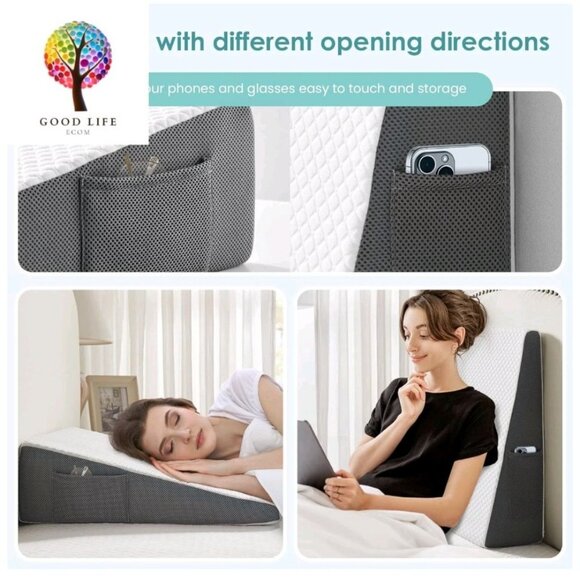 CozyMaker Memory Foam Bed Wedge Pillow 24 x 24 x 7.5" For Sleeping & Leg Support - Picture 2 of 11